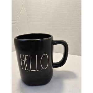 Rae Dunn Hello Coffee Mug Matte Black Artisan Collection by Magenta Ceramic